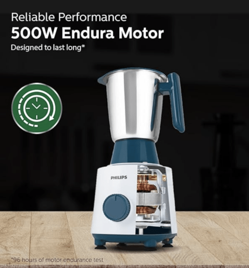 Philips HL7536/01-500 W Mixer Grinder with 4 Jar (3 Stainless Steel Jar +1 Blender Jars), Bigger jar sizes, with 5 Year Warranty on Motor - Image 4